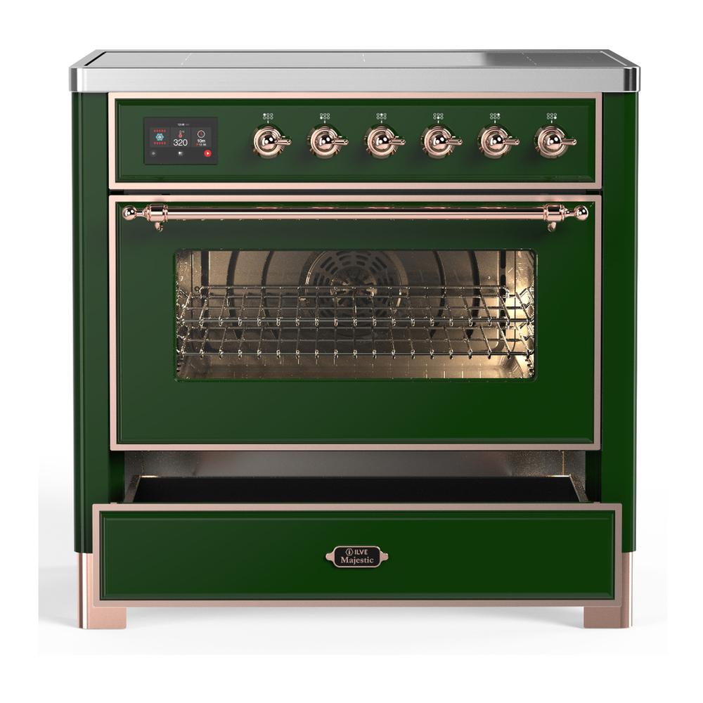 Ilve UMIB36NR3EGP Ilve Umib36Nr3Egp Majestic Iii 36 Inch Induction Range With 6 Elements, 3.5 Cu. Ft. Total Oven Capacity (Triple Glass Door, Emerald Green, Copper)