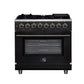 Forno FFSGS612536BLK Forno Massimo 36 Inch Freestanding Dual Fuel Range In Black With Antique Brass Accessories, 6 Burners, 5.36 Cu. Ft. Convection Oven