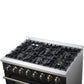 Forno FFSGS615636BLK Forno Galiano 36-Inch Dual Fuel Range In Black & Antique Brass Design, 6 Sealed Burners 83,000 Btu, 5.36 Cu.Ft. True Convection Oven