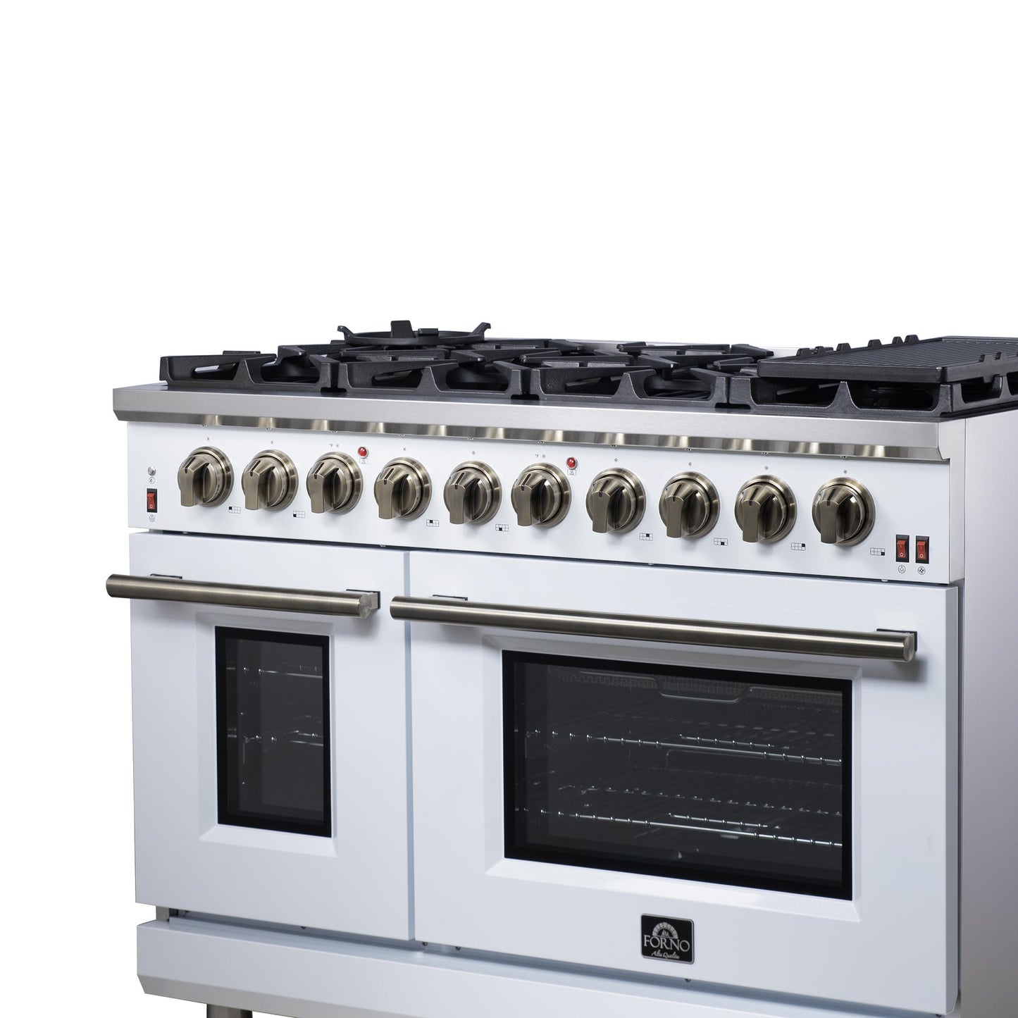 Forno FFSGS623948WHT Forno Massimo 48-Inch White Freestanding Gas Range, 8 Burners, True Convection Oven