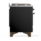 Ilve UM48FNR3BKBLP Ilve Um48Fnr3Bkblp Majestic Iii 48 Inch Dual Fuel Range With 8 Burners And Griddle, Dual Function Burner Up To 25,000 Btu (Liquid Propane, Triple Glass Door, Glossy Black, Burnished)