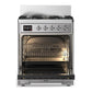 Ilve UM30QNR3SSCLP Ilve Um30Qnr3Ssclp Majestic Iii 30 Inch Dual Fuel Range With 5 Black Brass Burners, Dual Function Burner Up To 25,000 Btu (Liquid Propane, Solid Door, Stainless Steel, Chrome)