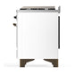Ilve UM60FSNR3WHB Ilve Um60Fsnr3Whb Majestic Iii 60 Inch Dual Fuel Range With 7 Burners, Griddle And French Top, Dual Function Burner With Up To 25,000 Btu (Natural Gas, Triple Glass Door, White, Burnished)