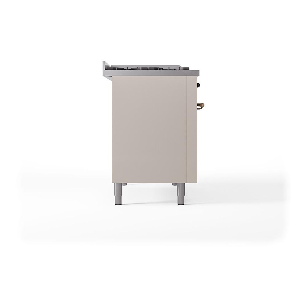 Ilve UN48FQNMPAWB Ilve Un48Fqnmpawb Nostalgie Ii Noblesse 48" Dual Fuel Range (8 Sealed Burners + Griddle, Natural Gas, Solid Door, Antique White, Burnished)