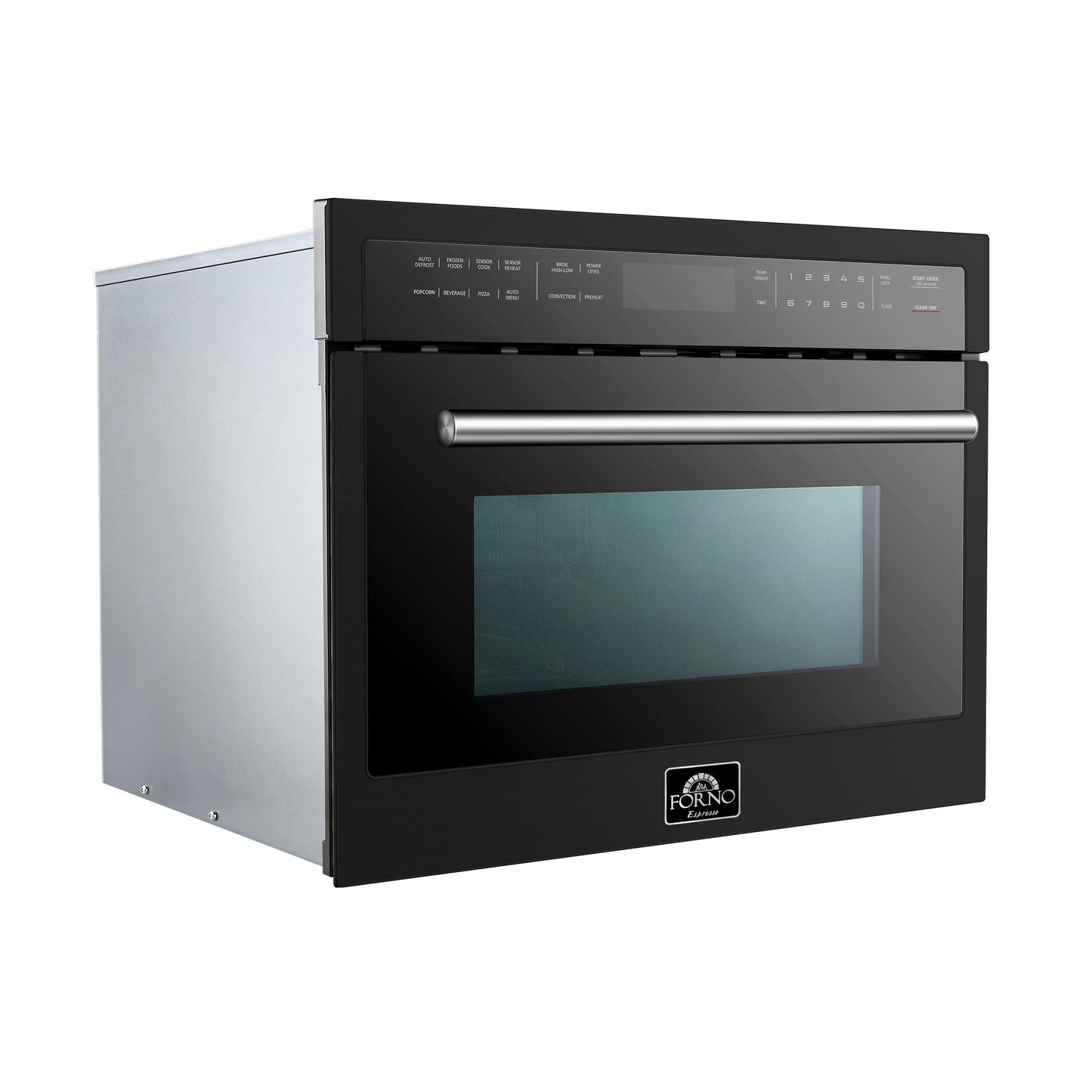 Forno FMWDR309324BLK Forno Oliena Espresso Black 24-Inch Built-In Microwave And Convection Oven Combo, 1.6 Cu.Ft, 1750W Convection, 1000W Microwave, Stainless Steel Interior, Glass Touch Controls, Sensor Cooking