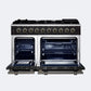 Forno FFSGS623948BLK Forno Massimo 48-Inch Black Freestanding Gas Range, 8 Burners, True Convection Oven