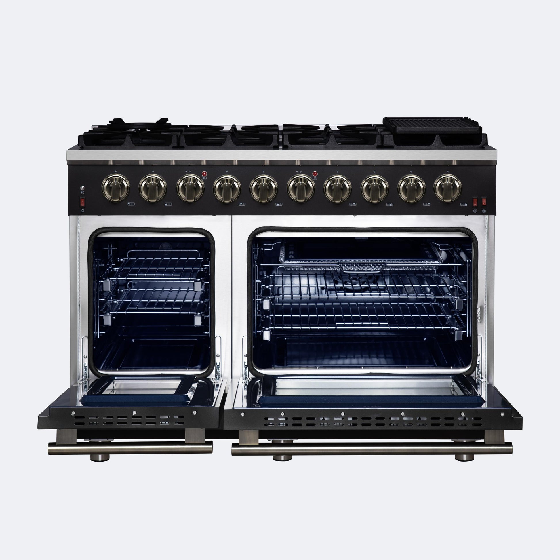 Forno FFSGS623948BLK Forno Massimo 48-Inch Black Freestanding Gas Range, 8 Burners, True Convection Oven