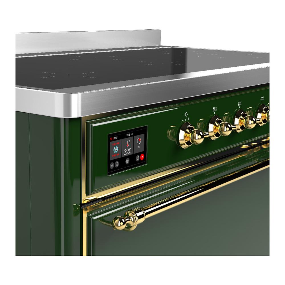 Ilve UMIB48QNR3EGG Ilve Umib48Qnr3Egg Majestic Iii 48 Inch Induction Range With 6 Elements, 5.02 Cu. Ft. Total Oven Capacity (Solid Door, Emerald Green, Brass)