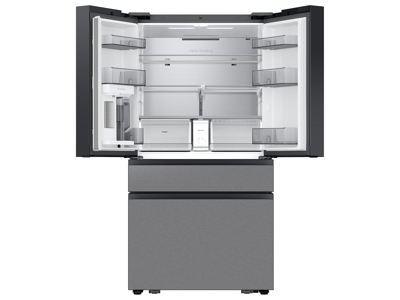 Samsung RF90F23EECR Bespoke 23 Cu. Ft. Counter Depth 4-Door French Door Refrigerator With Ai Family Hub&#8482;+ & Inner Beverage Center&#8482; In Charcoal Glass And Stainless Steel