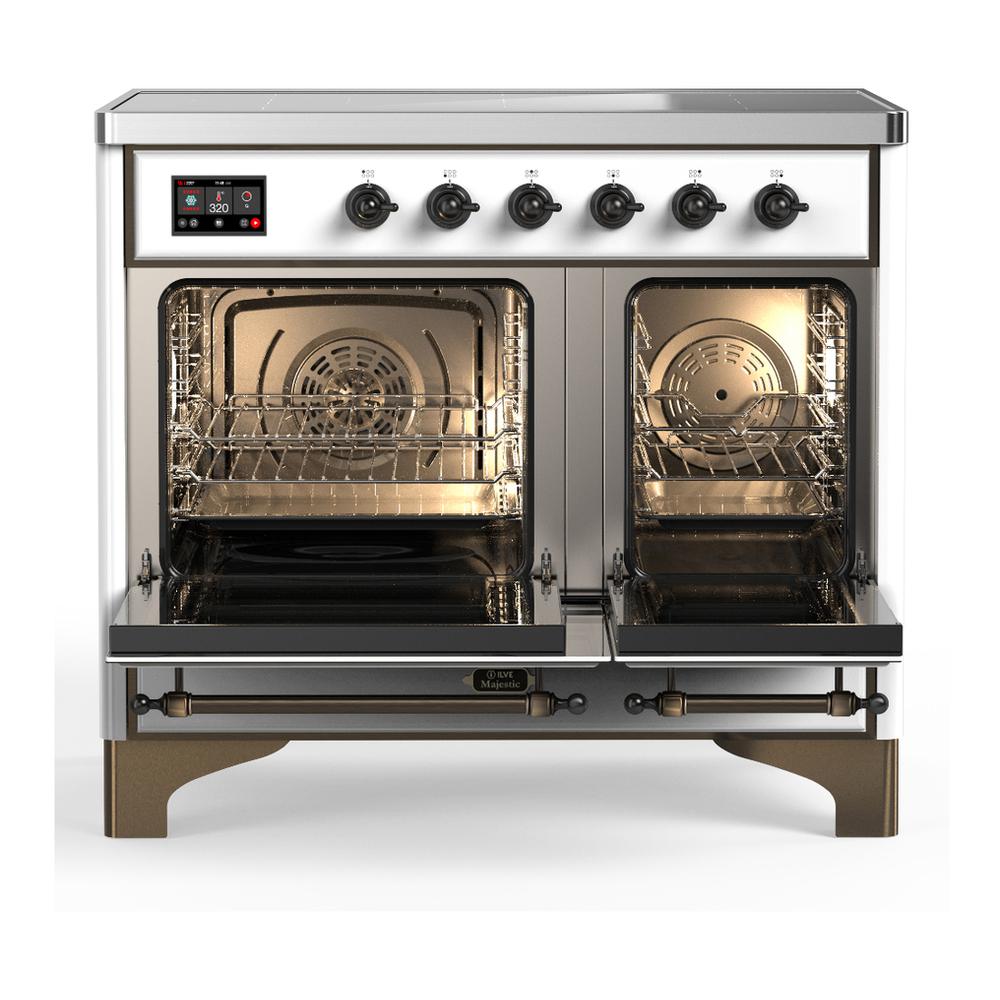 Ilve UMDIB40NR3WHB Ilve Umdib40Nr3Whb Majestic Iii 40 Inch Induction Range With 6 Elements, 3.82 Cu. Ft. Total Oven Capacity (Triple Glass Door, White, Burnished)
