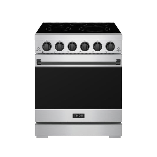 Thor Kitchen RSE30PBLK 30 Inch Professional Electric Range With Precision Knob Control In Stainless Steel And Black Gordon Ramsay Series