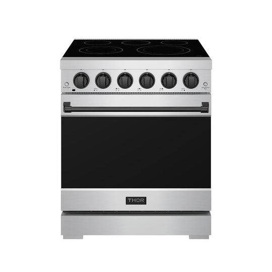 Thor Kitchen RSE30PBLK 30 Inch Professional Electric Range With Precision Knob Control In Stainless Steel And Black Gordon Ramsay Series