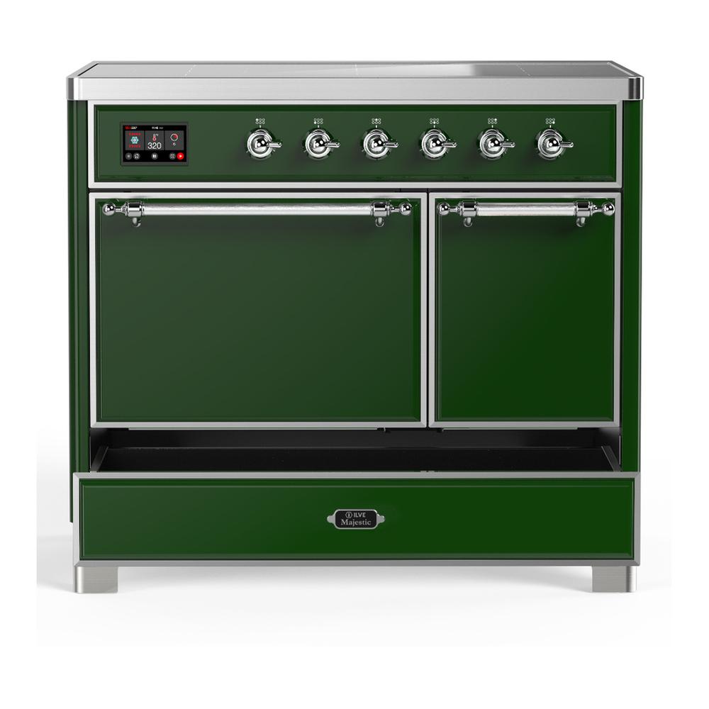 Ilve UMDIB40QNR3EGC Ilve Umdib40Qnr3Egc Majestic Iii 40 Inch Induction Range With 6 Elements, 3.82 Cu. Ft. Total Oven Capacity (Solid Door, Emerald Green, Chrome)