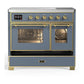 Ilve UMDIB40NR3BGG Ilve Umdib40Nr3Bgg Majestic Iii 40 Inch Induction Range With 6 Elements, 3.82 Cu. Ft. Total Oven Capacity (Triple Glass Door, Blue Grey, Brass)