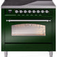 Ilve UPI366NMPEGC Nostalgie Ii 36 Inch Electric Freestanding Range In Emerald Green With Chrome Trim