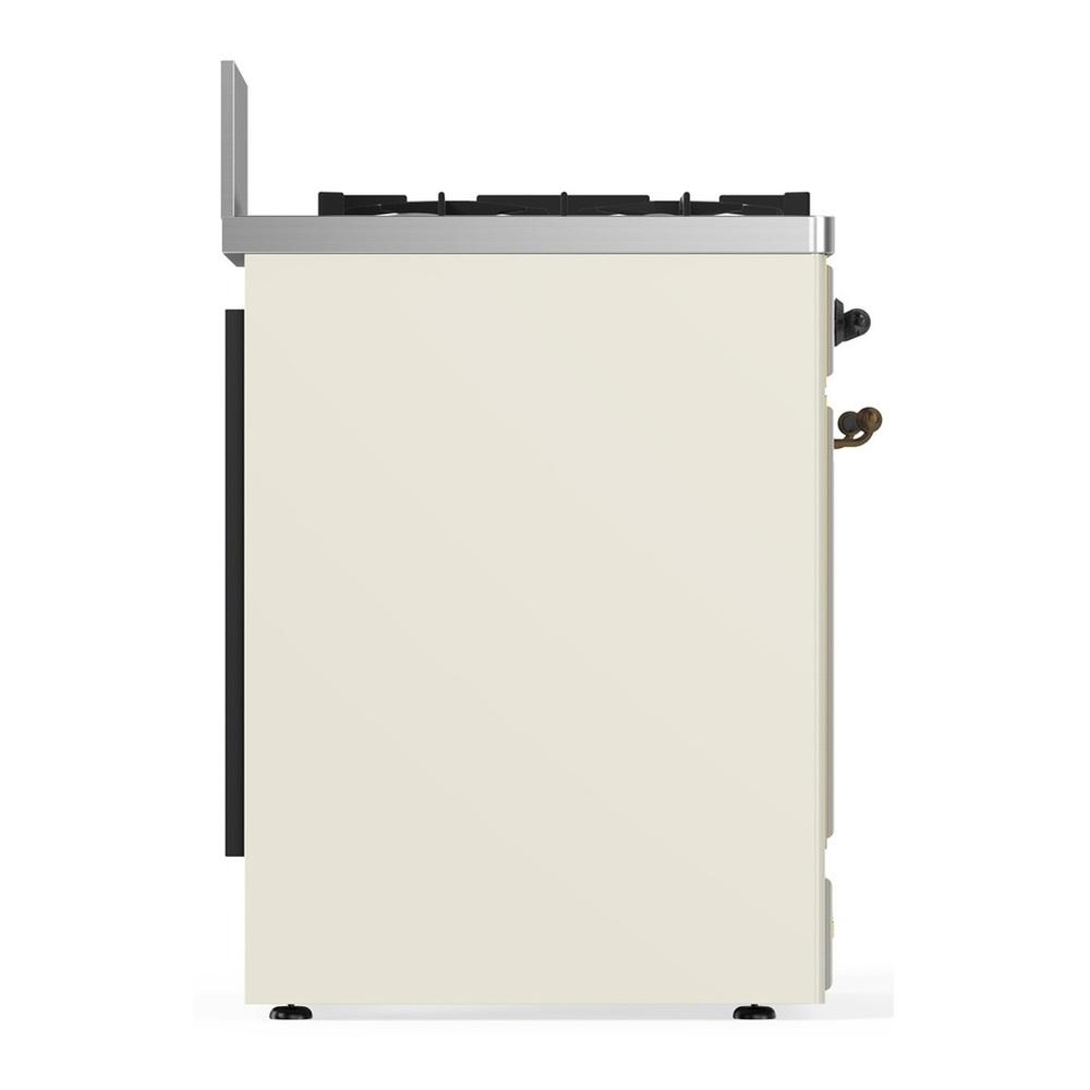 Ilve UM30QNR3AWBLP Ilve Um30Qnr3Awblp Majestic Iii 30 Inch Dual Fuel Range With 5 Black Brass Burners, Dual Function Burner Up To 25,000 Btu (Liquid Propane, Solid Door, Antique White, Burnished)
