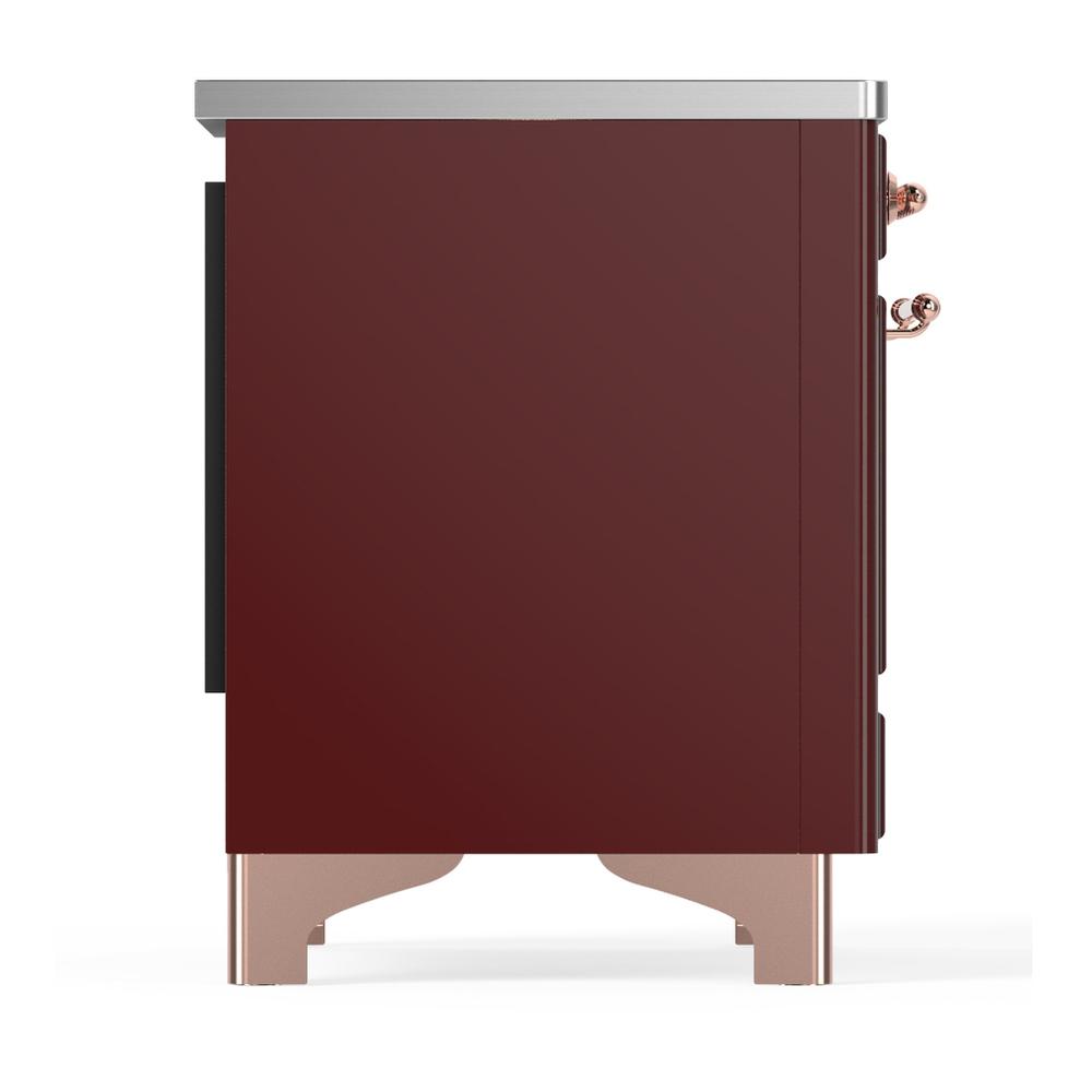 Ilve UMDIB40NR3BUP Ilve Umdib40Nr3Bup Majestic Iii 40 Inch Induction Range With 6 Elements, 3.82 Cu. Ft. Total Oven Capacity (Triple Glass Door, Burgundy, Copper)