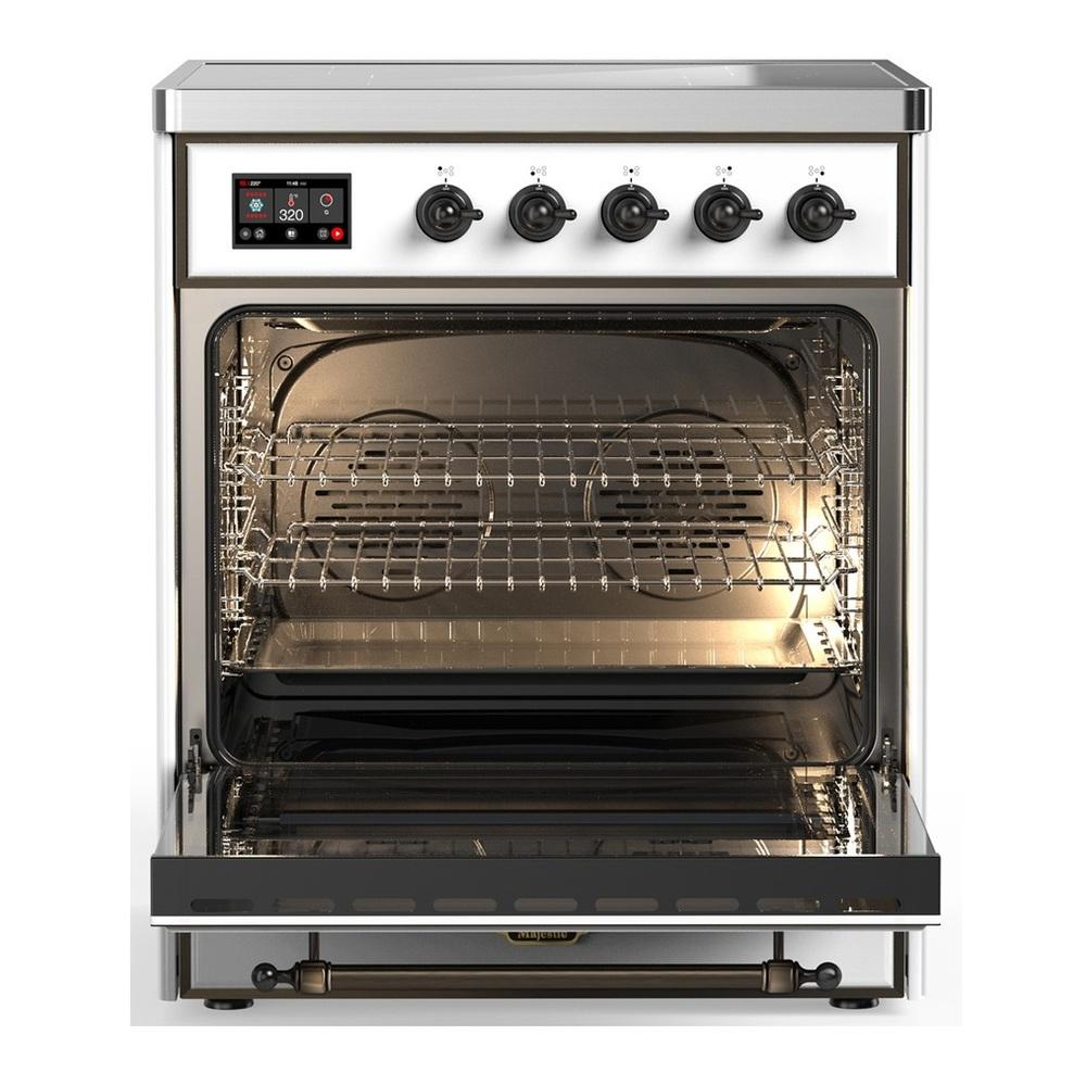 Ilve UMIB30NR3WHB Ilve Umib30Nr3Whb Majestic Iii 30 Inch Induction Range With 4 Elements, 4 Cu. Ft. Oven Capacity (Triple Glass Door, White, Burnished)