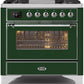 Ilve UM09FDNS3EGC Majestic Ii 36 Inch Dual Fuel Natural Gas Freestanding Range In Emerald Green With Chrome Trim