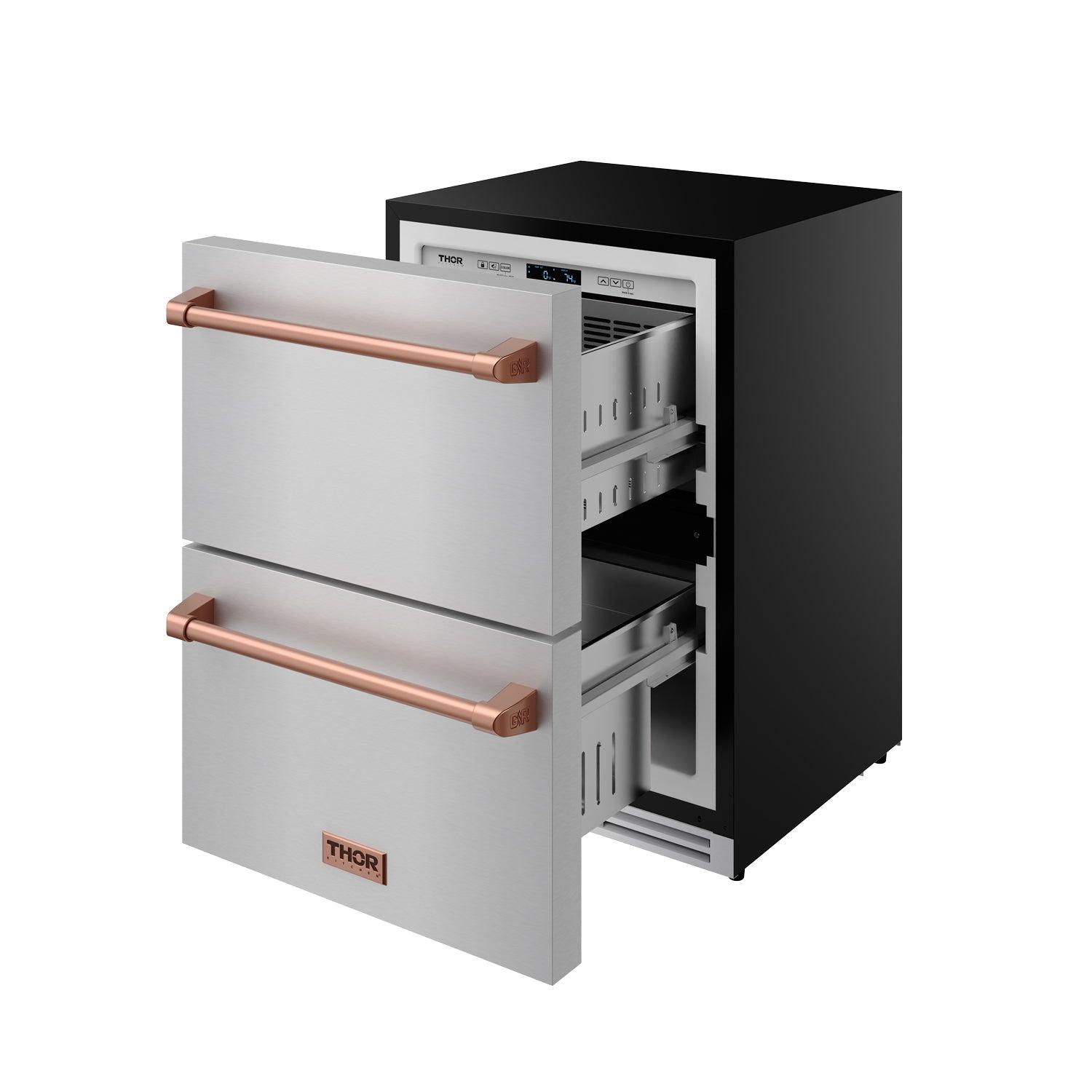Thor Kitchen RZ24URSG 24 Inch Undercounter Built-In / Freestanding Drawer Freezer - Stainless Steel/Rose Gold Gordon Ramsay Series