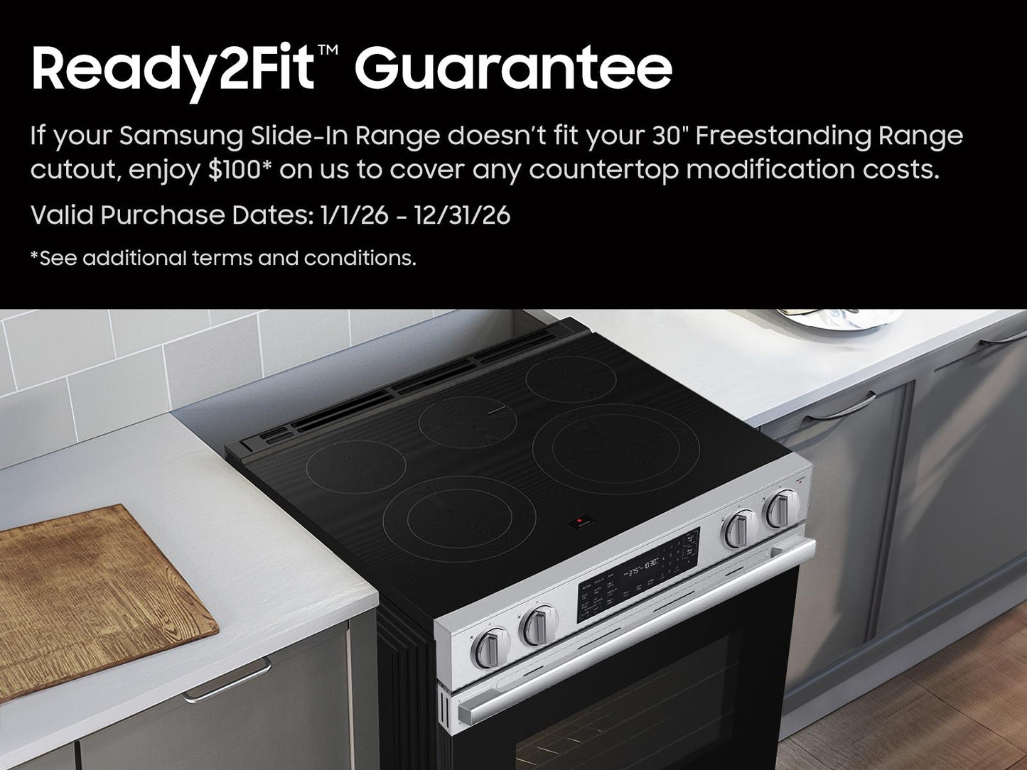 Samsung NSE80H63XRAA Bespoke Smart Slide-In Electric Range Pro Style Design Air Fry Max True Convection