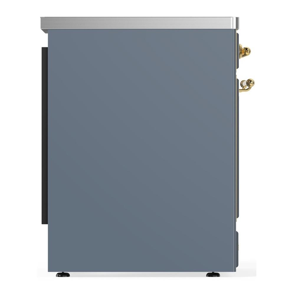 Ilve UMIB30QNR3BGG Ilve Umib30Qnr3Bgg Majestic Iii 30 Inch Induction Range With 4 Elements, 4 Cu. Ft. Oven Capacity (Solid Door, Blue Grey, Brass)