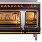 Ilve UPI486NMPBUG Nostalgie Ii 48 Inch Electric Freestanding Range In Burgundy With Brass Trim