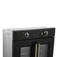 Forno FBOEL133330BLK Forno Asti 30-Inch French Door Electric Wall Oven In Black & Antique Brass, 3.68 Cu. Ft. True Convection, 3,600W, Air Fry, Sous Vide, Self-Clean
