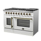 Forno FFSGS644448WHT Forno Galiano 48-Inch Freestanding French Door Gas Range, White & Antique Brass