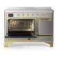 Ilve UMIB48QNR3SSG Ilve Umib48Qnr3Ssg Majestic Iii 48 Inch Induction Range With 6 Elements, 5.02 Cu. Ft. Total Oven Capacity (Solid Door, Stainless Steel, Brass)