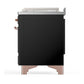Ilve UM48FSNR3BKP Ilve Um48Fsnr3Bkp Majestic Iii 48 Inch Dual Fuel Range With 5 Black Brass Burners, Griddle And French Top, Dual Function Burner Up To 25,000 Btu (Natural Gas, Triple Glass Door, Glossy Black, Copper)
