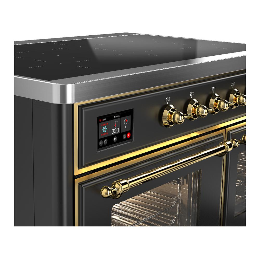 Ilve UMDIB40NR3MGG Ilve Umdib40Nr3Mgg Majestic Iii 40 Inch Induction Range With 6 Elements, 3.82 Cu. Ft. Total Oven Capacity (Triple Glass Door, Graphite Matte, Brass)