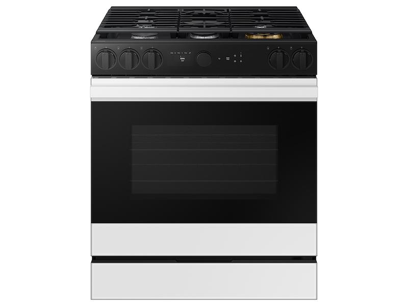 Samsung NSG6DB870012 Bespoke 6.0 Cu. Ft. Smart Slide-In Gas Range With Smart Oven Camera & Illuminated Precision Knobs In White Glass