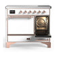 Ilve UMDIB40QNR3WHP Ilve Umdib40Qnr3Whp Majestic Iii 40 Inch Induction Range With 6 Elements, 3.82 Cu. Ft. Total Oven Capacity (Solid Door, White, Copper)