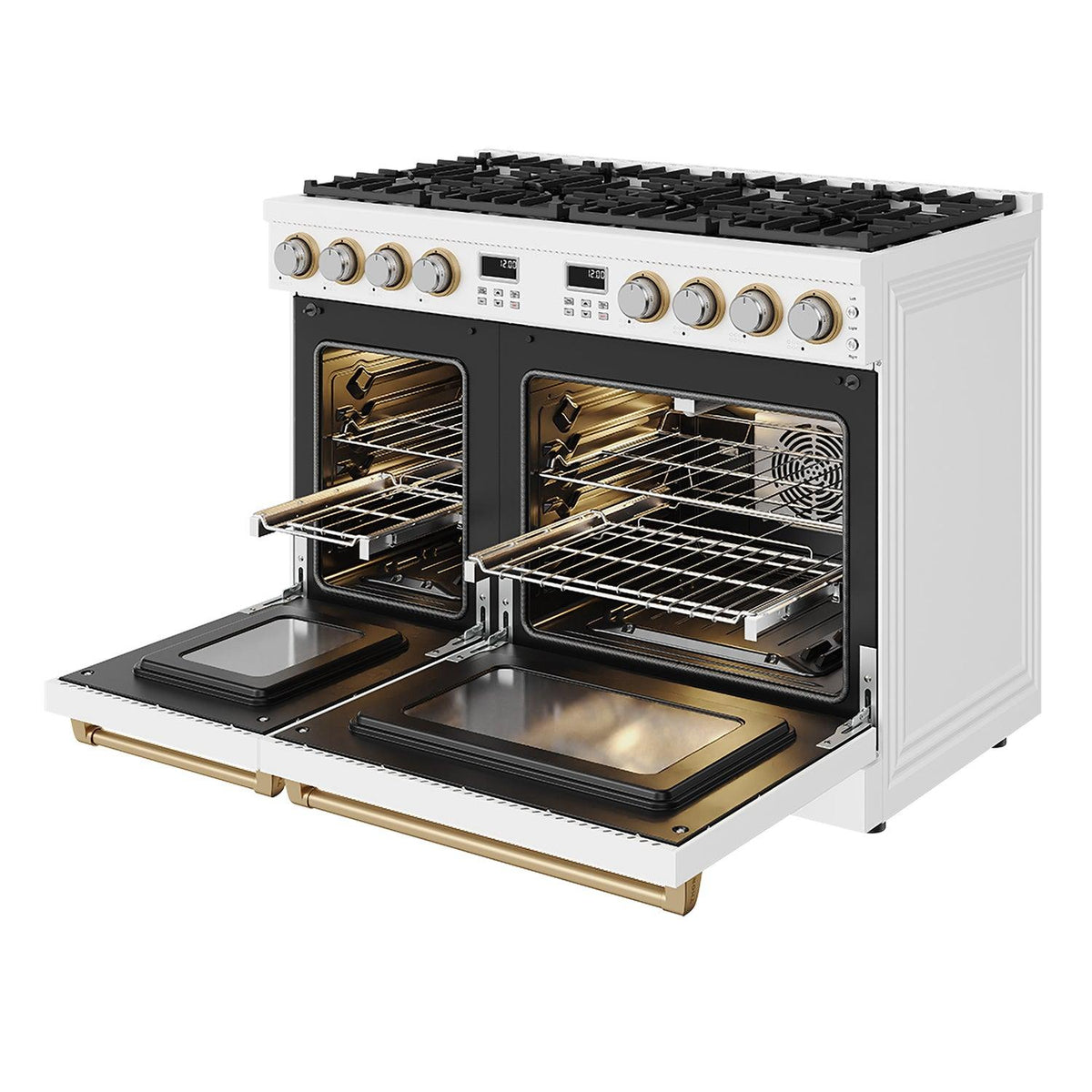 Thor Kitchen ARG48WLPBRZ 48 Inch Contemporary Professional Liquid Propane Range In White/Bronze