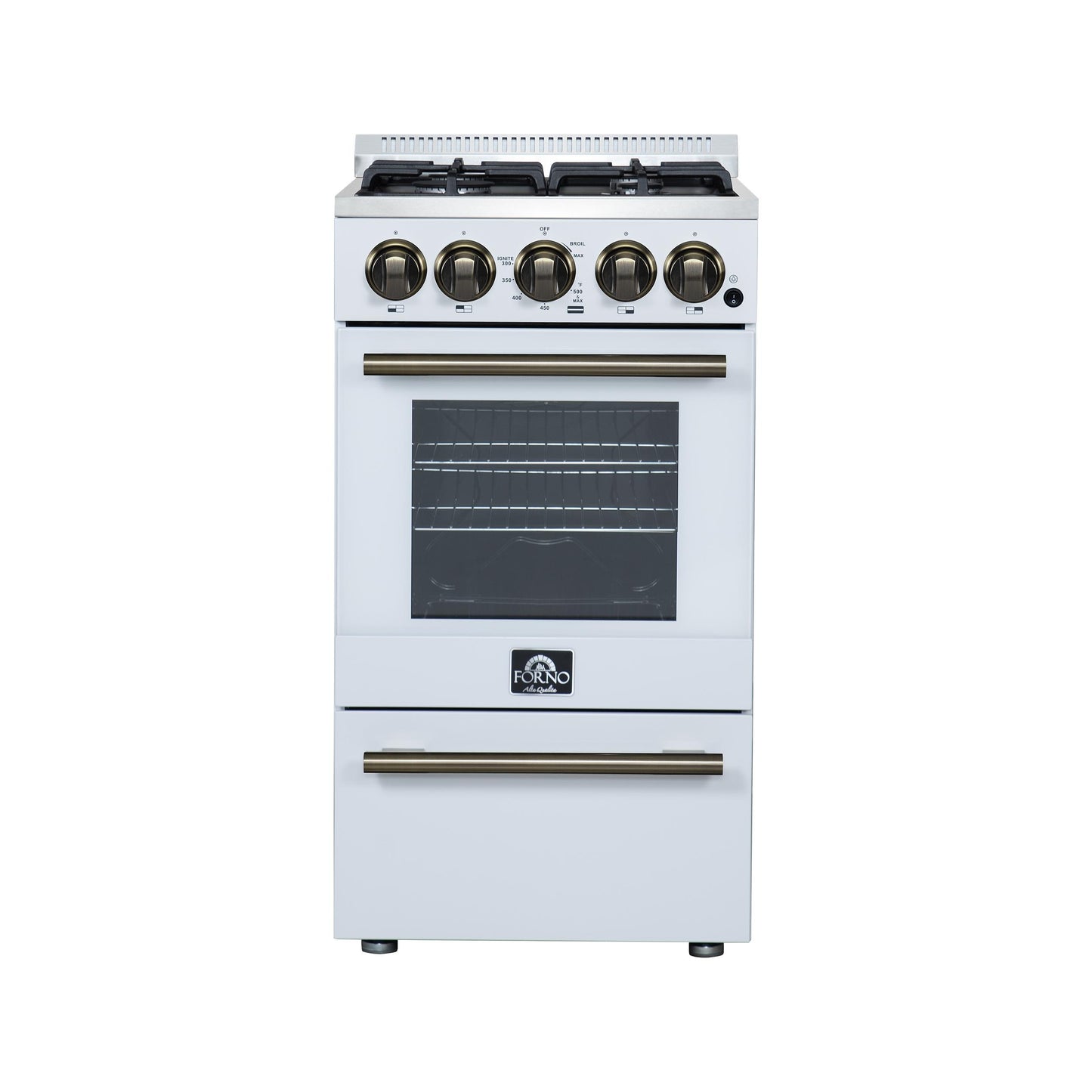 Forno FFSGS626520WHT Forno Lamazze 20 Inch Freestanding Gas Range In White, Compact Design