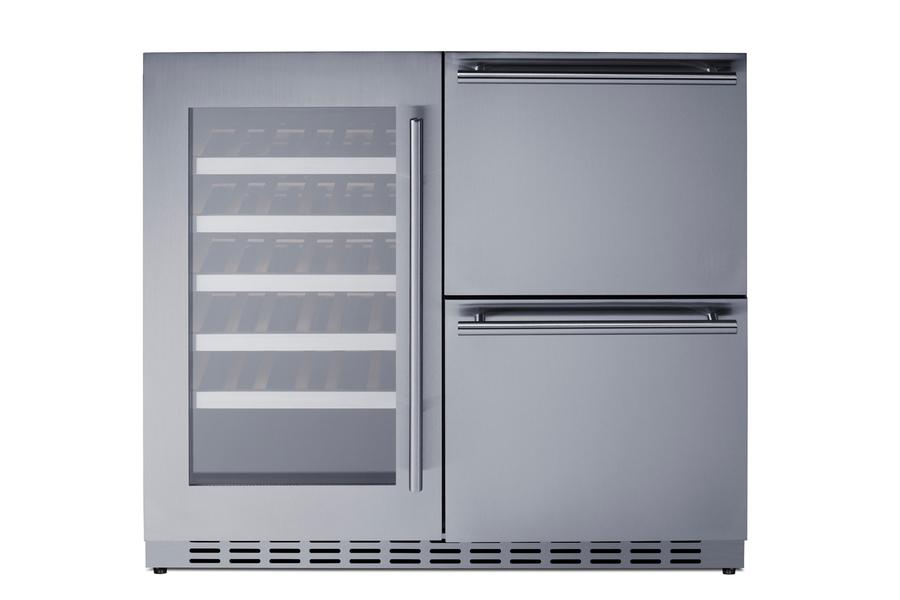 Summit ADRWC36 36" Wide Combination Wine Cellar & 2-Drawer Refrigerator, Ada Compliant