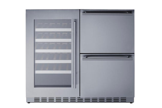 Summit ADRWC36 36" Wide Combination Wine Cellar & 2-Drawer Refrigerator, Ada Compliant
