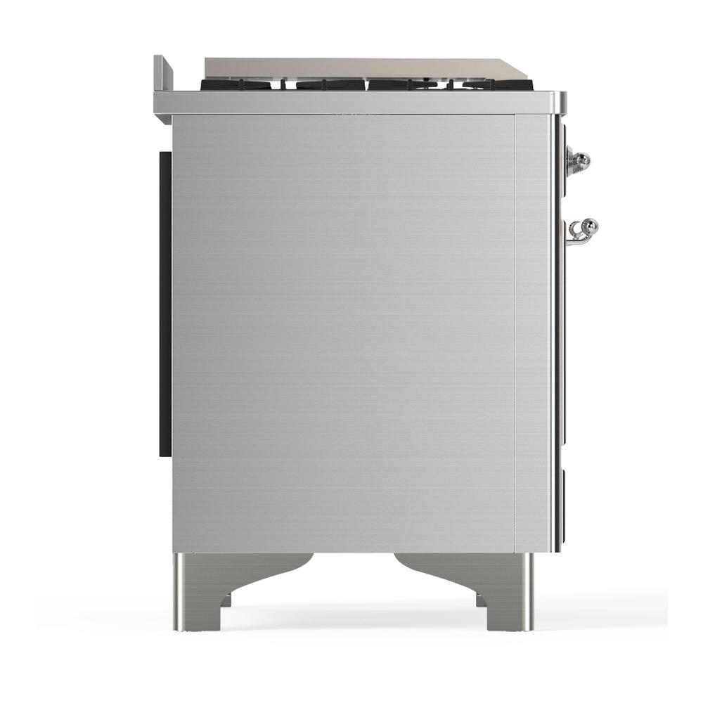 Ilve UM48FNR3SSCLP Ilve Um48Fnr3Ssclp Majestic Iii 48 Inch Dual Fuel Range With 8 Burners And Griddle, Dual Function Burner Up To 25,000 Btu (Liquid Propane, Triple Glass Door, Stainless Steel, Chrome)