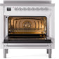 Ilve UPI366NMPWHC Nostalgie Ii 36 Inch Electric Freestanding Range In White With Chrome Trim