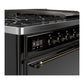 Ilve UM48FQNR3BKBLP Ilve Um48Fqnr3Bkblp Majestic Iii 48 Inch Dual Fuel Range With 8 Burners And Griddle, Dual Function Burner Up To 25,000 Btu (Liquid Propane, Solid Door, Glossy Black, Burnished)