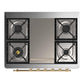Ilve UM36FNR3MBG Ilve Um36Fnr3Mbg Majestic Iii 36 Inch Dual Fuel Range With 6 Black Brass Burners And Griddle, Dual Function Burner Up To 25,000 Btu (Triple Glass Door, Midnight Blue, Brass, Natural Gas)