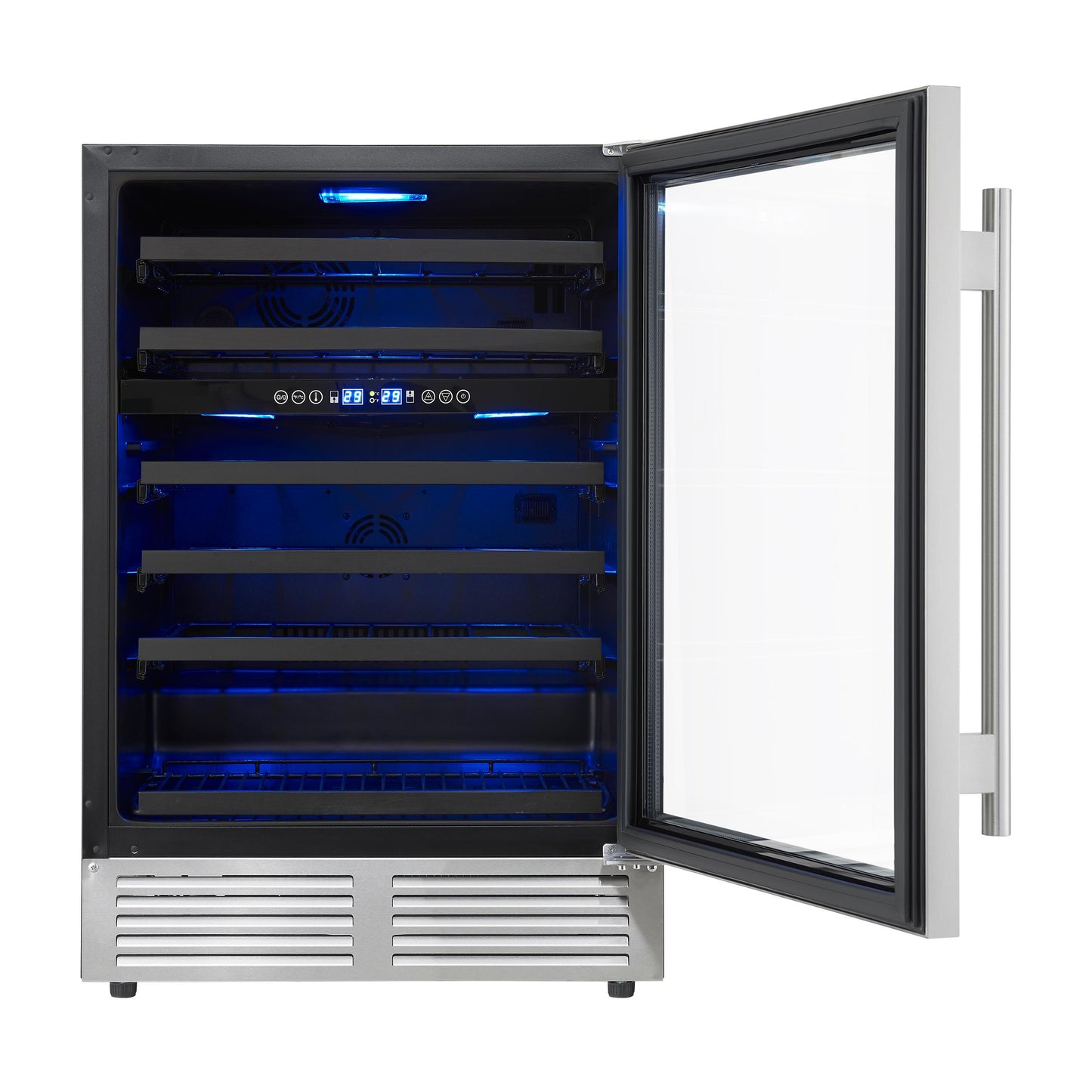 Forno FWCDR663424S Forno Bacchino 24 Inch Wine Cooler, Stainless Steel, With Led Lighting, Triple Glass Door, 51 Bottle Capacity, Built-In Or Freestanding
