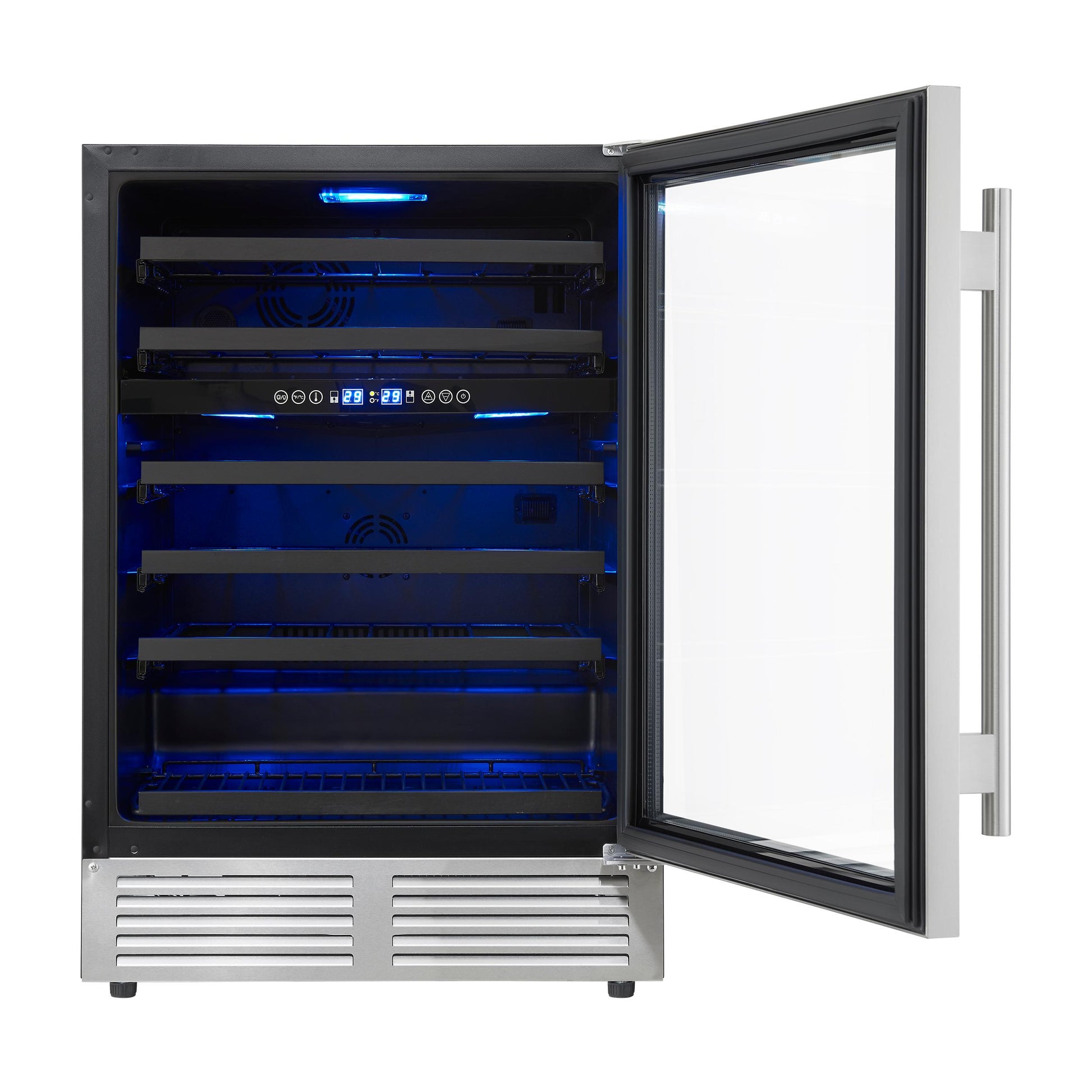 Forno FWCDR663424S Forno Bacchino 24 Inch Wine Cooler, Stainless Steel, With Led Lighting, Triple Glass Door, 51 Bottle Capacity, Built-In Or Freestanding