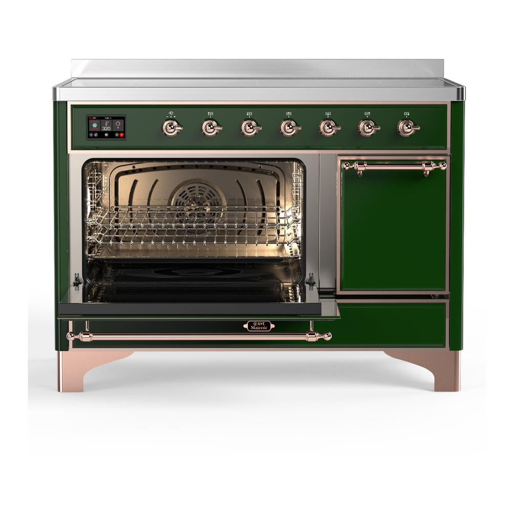 Ilve UMIB48QNR3EGP Ilve Umib48Qnr3Egp Majestic Iii 48 Inch Induction Range With 6 Elements, 5.02 Cu. Ft. Total Oven Capacity (Solid Door, Emerald Green, Copper)