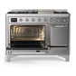 Ilve UM48FQNR3SSC Ilve Um48Fqnr3Ssc Majestic Iii 48 Inch Dual Fuel Range With 8 Burners And Griddle, Dual Function Burner Up To 25,000 Btu (Natural Gas, Solid Door, Stainless Steel, Chrome)