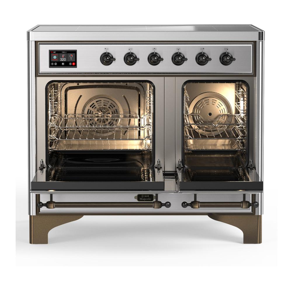 Ilve UMDIB40QNR3SSB Ilve Umdib40Qnr3Ssb Majestic Iii 40 Inch Induction Range With 6 Elements, 3.82 Cu. Ft. Total Oven Capacity (Solid Door, Stainless Steel, Burnished)