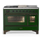Ilve UM48FSNR3EGB Ilve Um48Fsnr3Egb Majestic Iii 48 Inch Dual Fuel Range With 5 Black Brass Burners, Griddle And French Top, Dual Function Burner Up To 25,000 Btu (Natural Gas, Triple Glass Door, Emerald Green, Burnished)