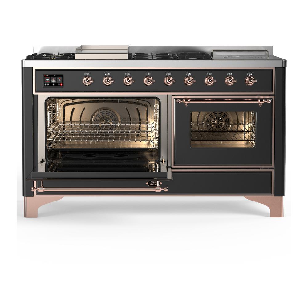 Ilve UM60FSNR3MGP Ilve Um60Fsnr3Mgp Majestic Iii 60 Inch Dual Fuel Range With 7 Burners, Griddle And French Top, Dual Function Burner With Up To 25,000 Btu (Natural Gas, Triple Glass Door, Graphite Matte, Copper)