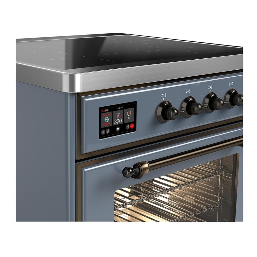 Ilve UMIB30NR3BGB Ilve Umib30Nr3Bgb Majestic Iii 30 Inch Induction Range With 4 Elements, 4 Cu. Ft. Oven Capacity (Triple Glass Door, Blue Grey, Burnished)